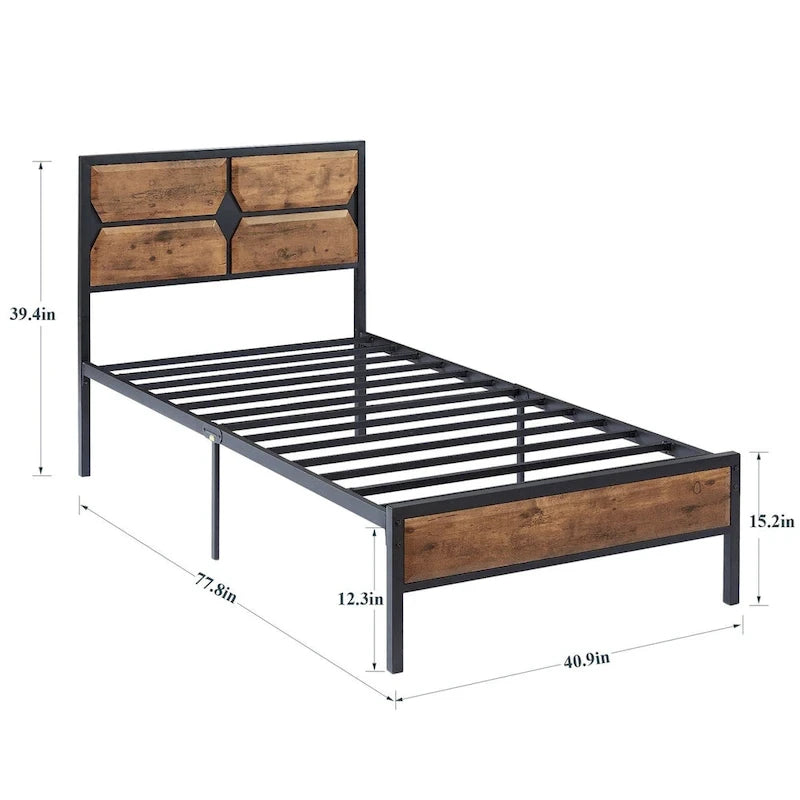 Twin/Full/Queen Platform Bed Frame with Wooden Headboard, No Box Spring Needed, Easy Assembly