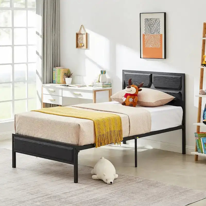 Twin/Full/Queen Platform Bed Frame with Wooden Headboard, No Box Spring Needed, Easy Assembly