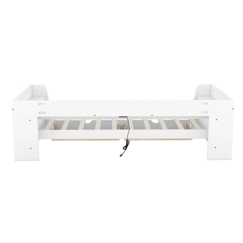 Twin Size Daybed with Shelves, Drawers and Built-In Charging Station