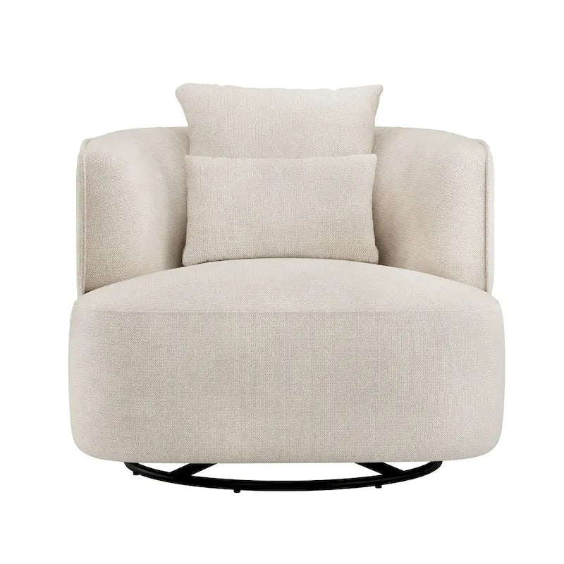 Swivel Accent Armchairs (Pair), Fabric Blend, Modern Barrel Chair - 32.7W x 32.7D x 26.8H
