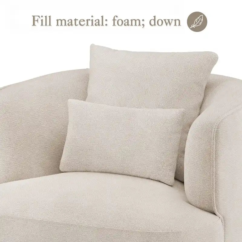 Swivel Accent Armchairs (Pair), Fabric Blend, Modern Barrel Chair - 32.7W x 32.7D x 26.8H
