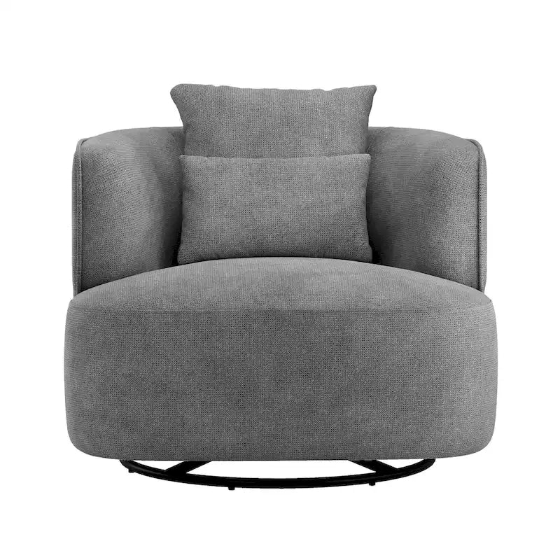 Swivel Accent Armchairs (Pair), Fabric Blend, Modern Barrel Chair - 32.7W x 32.7D x 26.8H