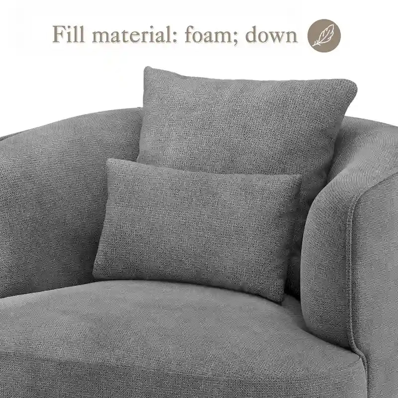 Swivel Accent Armchairs (Pair), Fabric Blend, Modern Barrel Chair - 32.7W x 32.7D x 26.8H