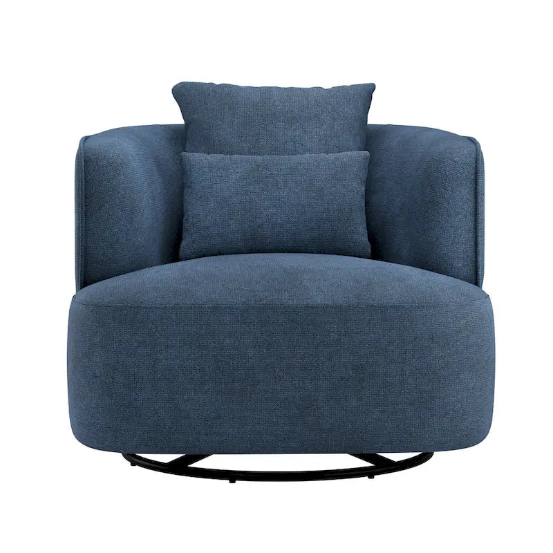 Swivel Accent Armchairs (Pair), Fabric Blend, Modern Barrel Chair - 32.7W x 32.7D x 26.8H