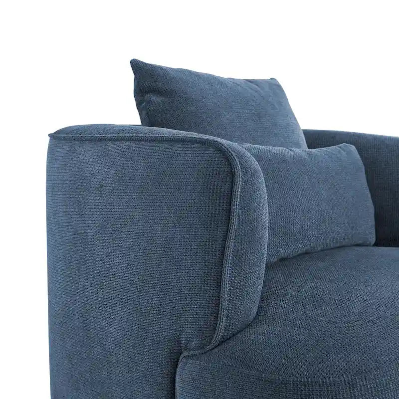 Swivel Accent Armchairs (Pair), Fabric Blend, Modern Barrel Chair - 32.7W x 32.7D x 26.8H