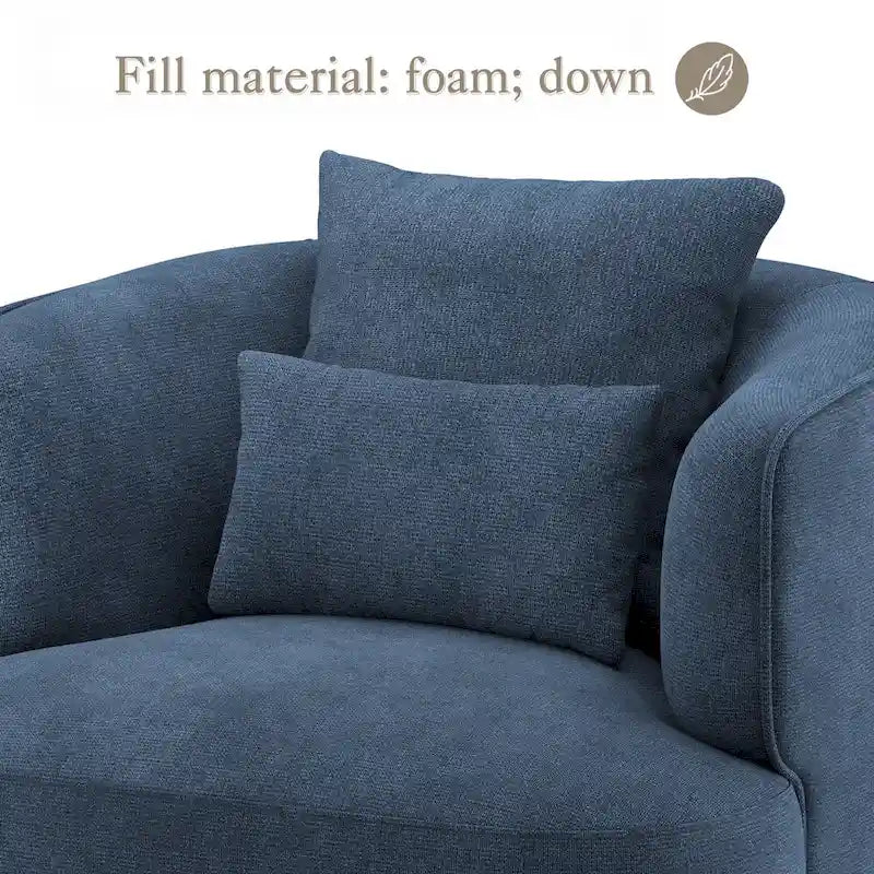 Swivel Accent Armchairs (Pair), Fabric Blend, Modern Barrel Chair - 32.7W x 32.7D x 26.8H