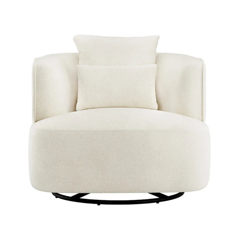 Swivel Accent Armchairs (Pair), Fabric Blend, Modern Barrel Chair - 32.7W x 32.7D x 26.8H