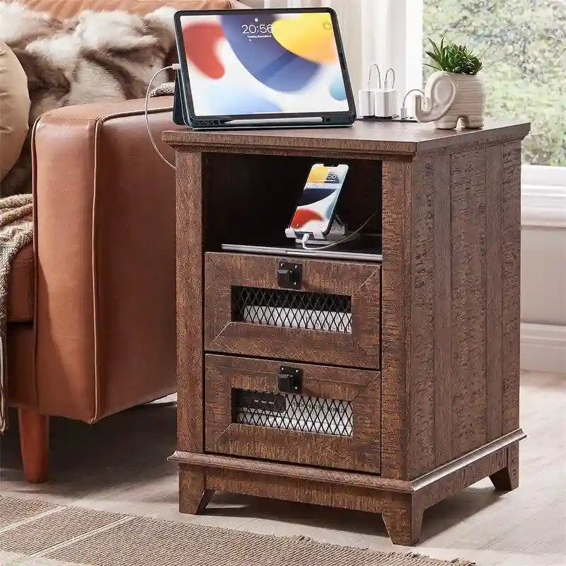 End Table with 2 Drawers - 18D x 18W x 24H