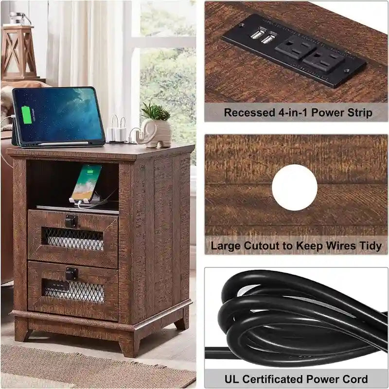 End Table with 2 Drawers - 18D x 18W x 24H