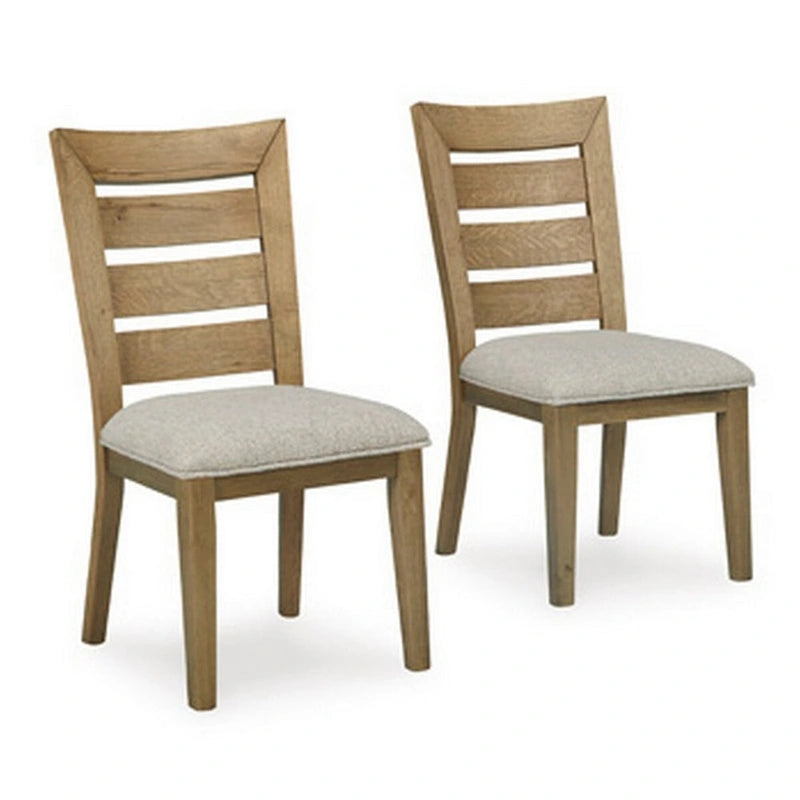 24-Inch Dining Chairs (Pair), Cushioned, Curved Ladder Back, Brown