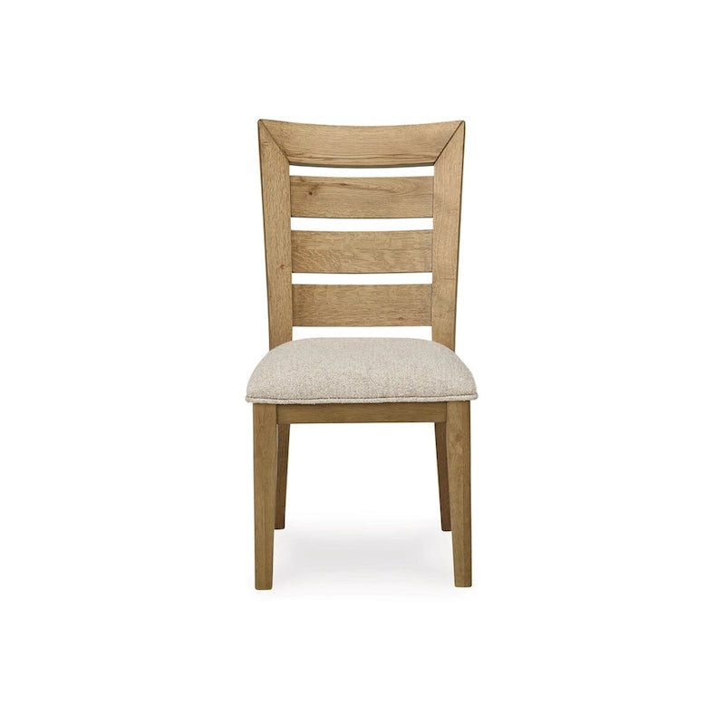 24-Inch Dining Chairs (Pair), Cushioned, Curved Ladder Back, Brown