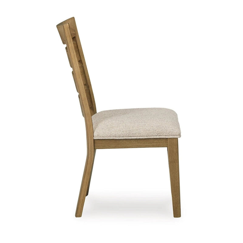24-Inch Dining Chairs (Pair), Cushioned, Curved Ladder Back, Brown
