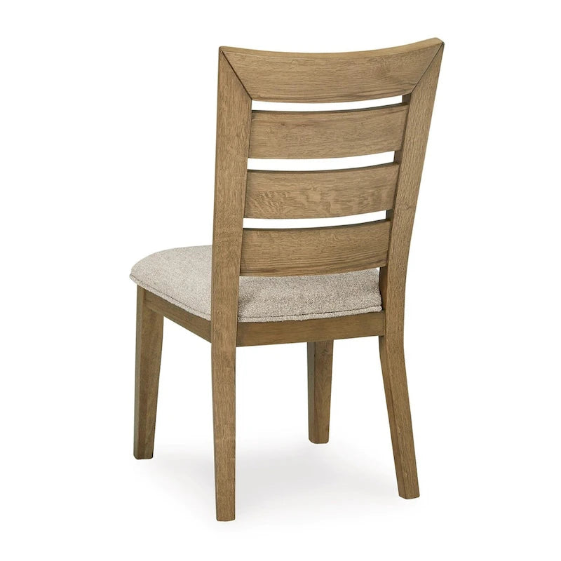 24-Inch Dining Chairs (Pair), Cushioned, Curved Ladder Back, Brown
