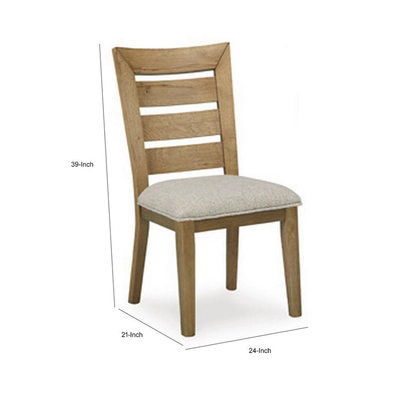 24-Inch Dining Chairs (Pair), Cushioned, Curved Ladder Back, Brown