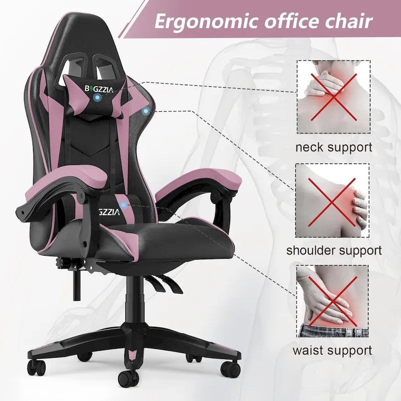 Ergonomic Gaming Chair Reclining High Back Swivel Rolling Computer Desk Chair with Headrest and Lumbar Support