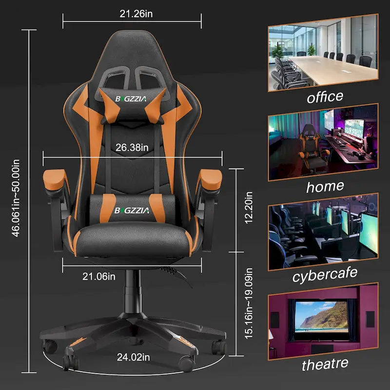 Ergonomic Gaming Chair Reclining High Back Swivel Rolling Computer Desk Chair with Headrest and Lumbar Support