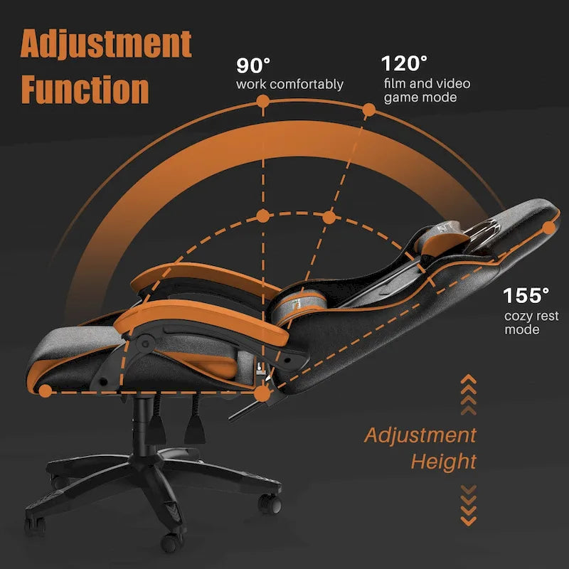 Ergonomic Gaming Chair Reclining High Back Swivel Rolling Computer Desk Chair with Headrest and Lumbar Support