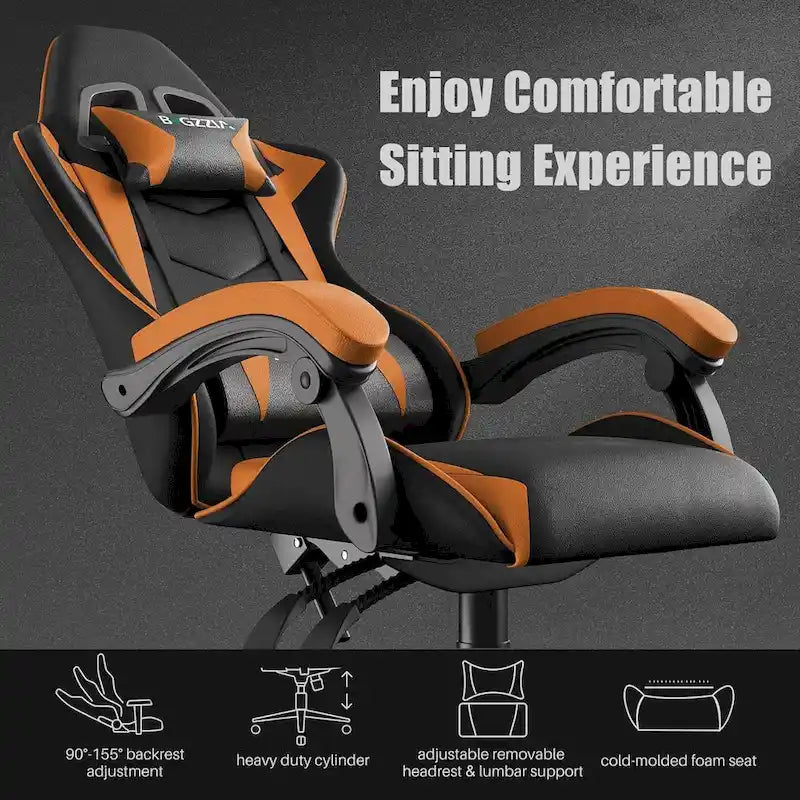 Ergonomic Gaming Chair Reclining High Back Swivel Rolling Computer Desk Chair with Headrest and Lumbar Support