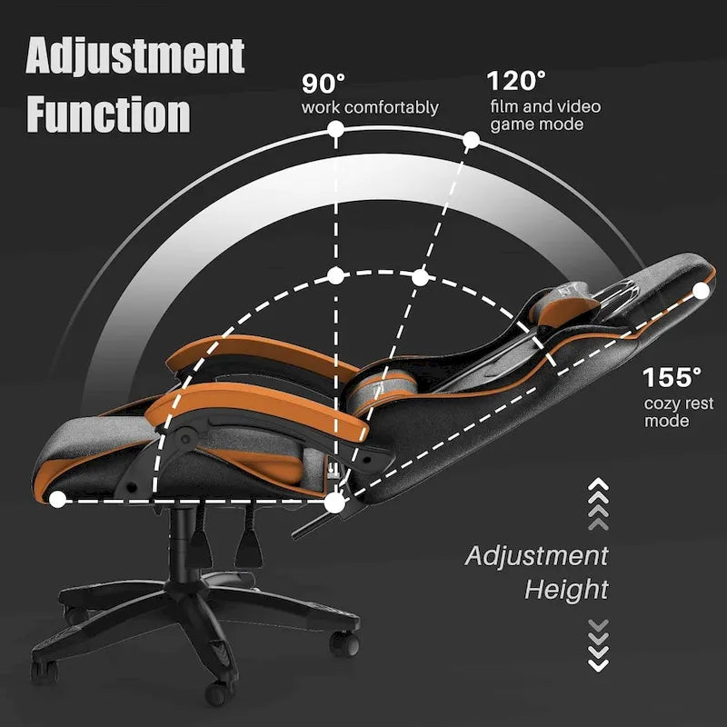 Ergonomic Gaming Chair Reclining High Back Swivel Rolling Computer Desk Chair with Headrest and Lumbar Support
