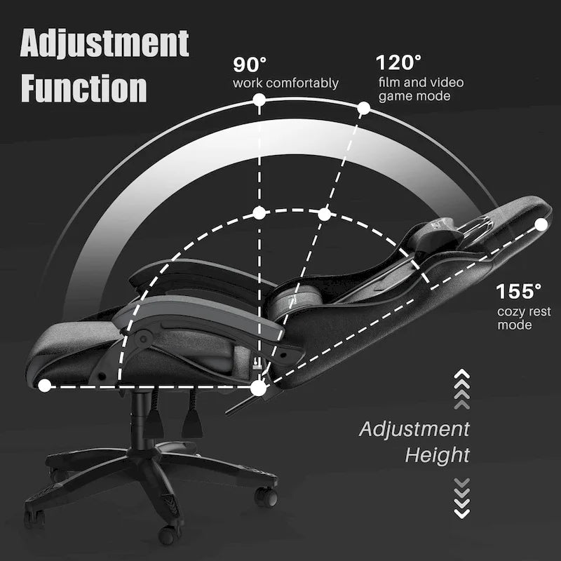 Ergonomic Gaming Chair Reclining High Back Swivel Rolling Computer Desk Chair with Headrest and Lumbar Support