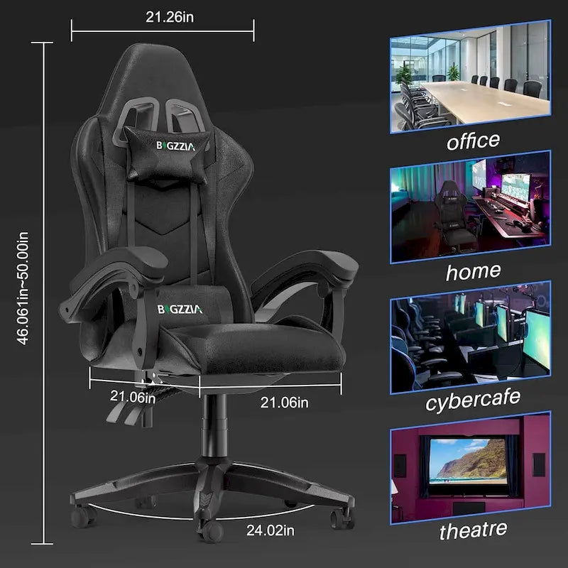 Ergonomic Gaming Chair Reclining High Back Swivel Rolling Computer Desk Chair with Headrest and Lumbar Support