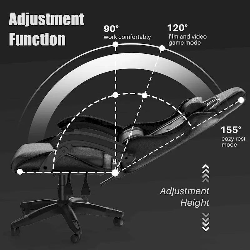 Ergonomic Gaming Chair Reclining High Back Swivel Rolling Computer Desk Chair with Headrest and Lumbar Support