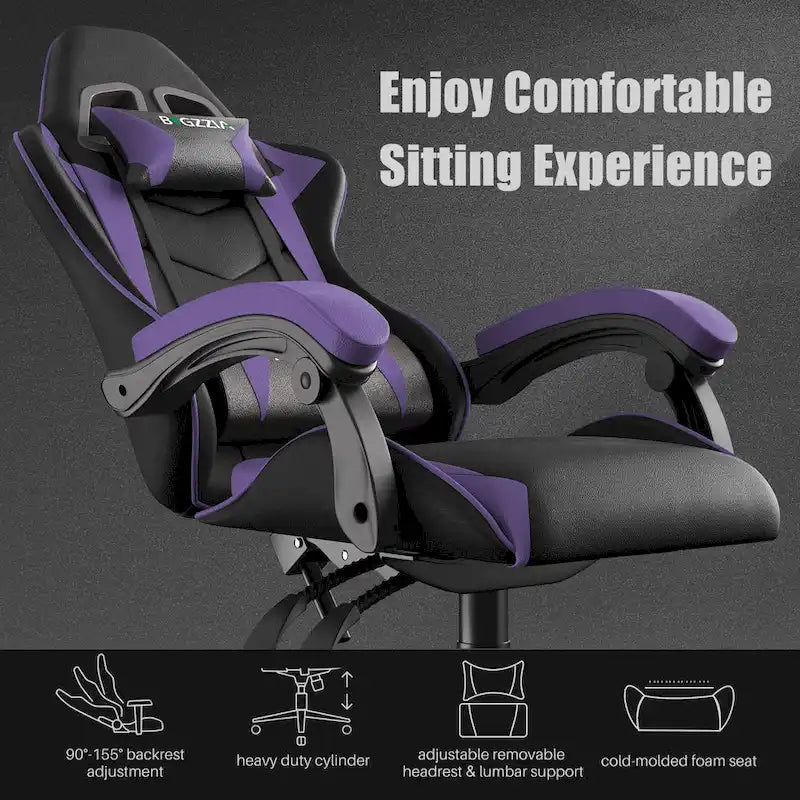Ergonomic Gaming Chair Reclining High Back Swivel Rolling Computer Desk Chair with Headrest and Lumbar Support