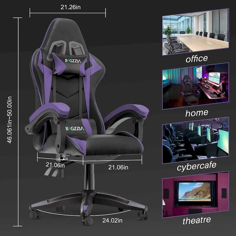 Ergonomic Gaming Chair Reclining High Back Swivel Rolling Computer Desk Chair with Headrest and Lumbar Support