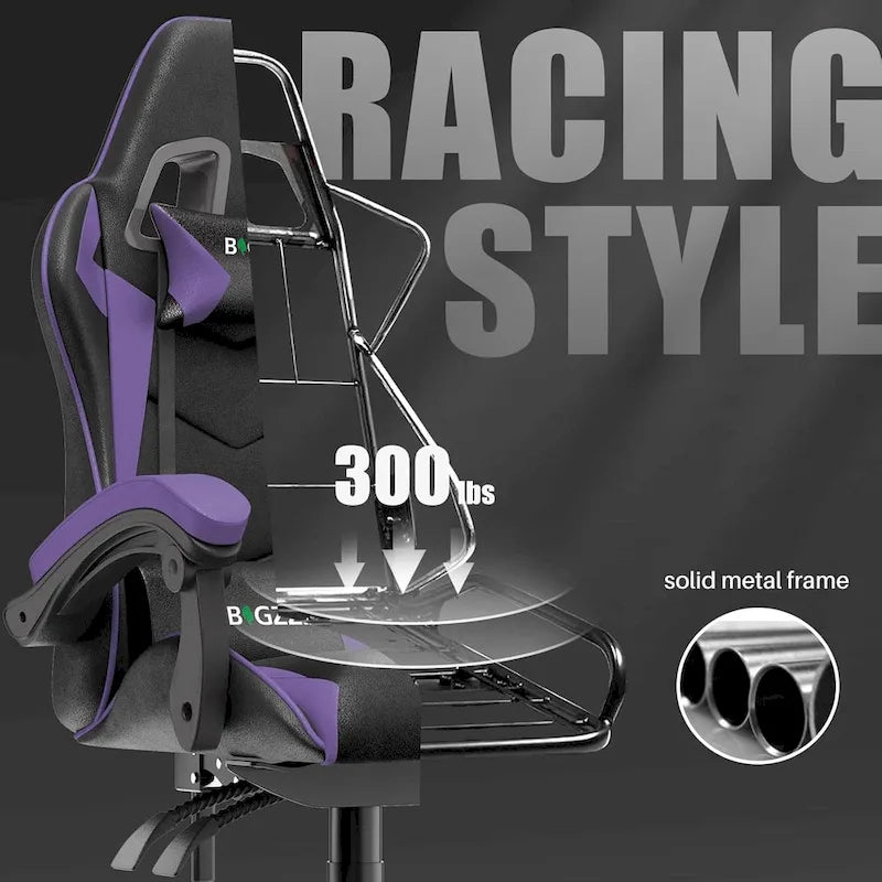 Ergonomic Gaming Chair Reclining High Back Swivel Rolling Computer Desk Chair with Headrest and Lumbar Support