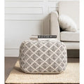 20-inch Black & Ivory Square Pouf Ottoman - Handmade Footrest