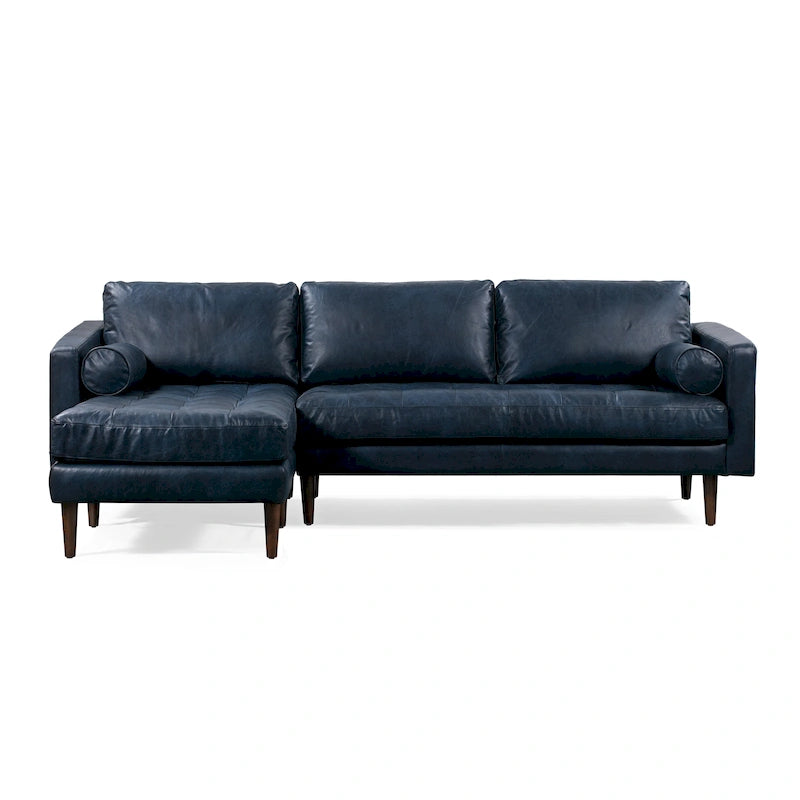 104.5" Left Sectional Sofa - Full Grain Genuine Italian Leather