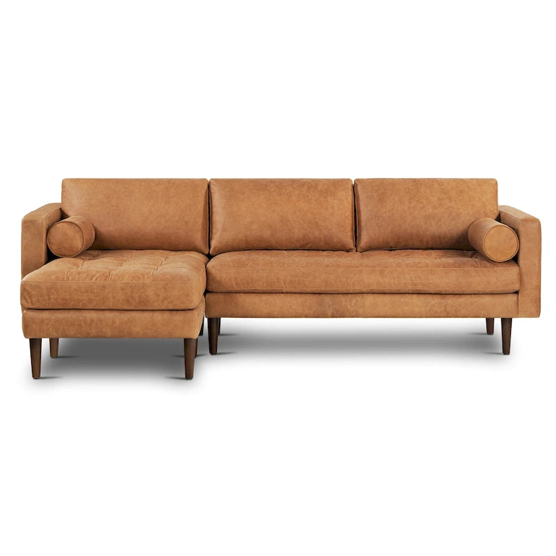 104.5" Left Sectional Sofa - Full Grain Genuine Italian Leather