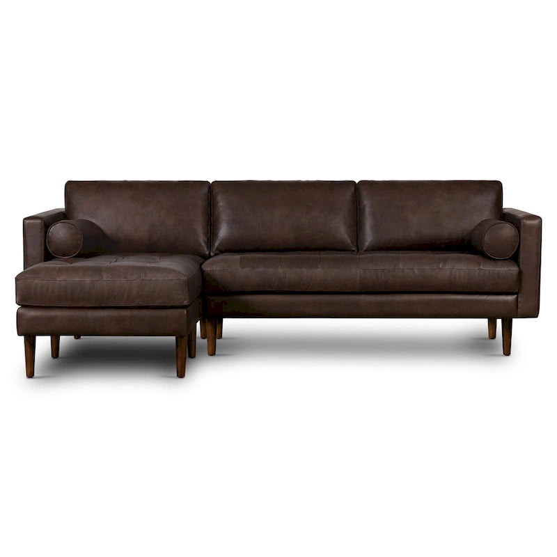 104.5" Left Sectional Sofa - Full Grain Genuine Italian Leather