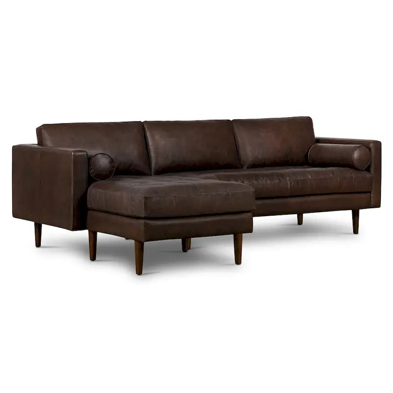 104.5" Left Sectional Sofa - Full Grain Genuine Italian Leather