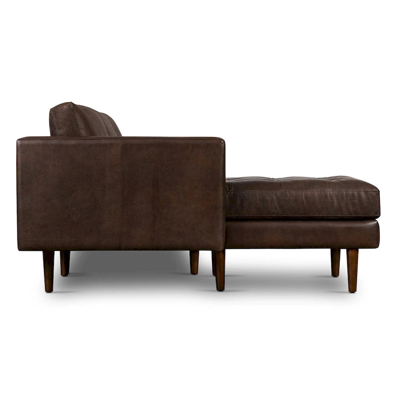 104.5" Left Sectional Sofa - Full Grain Genuine Italian Leather