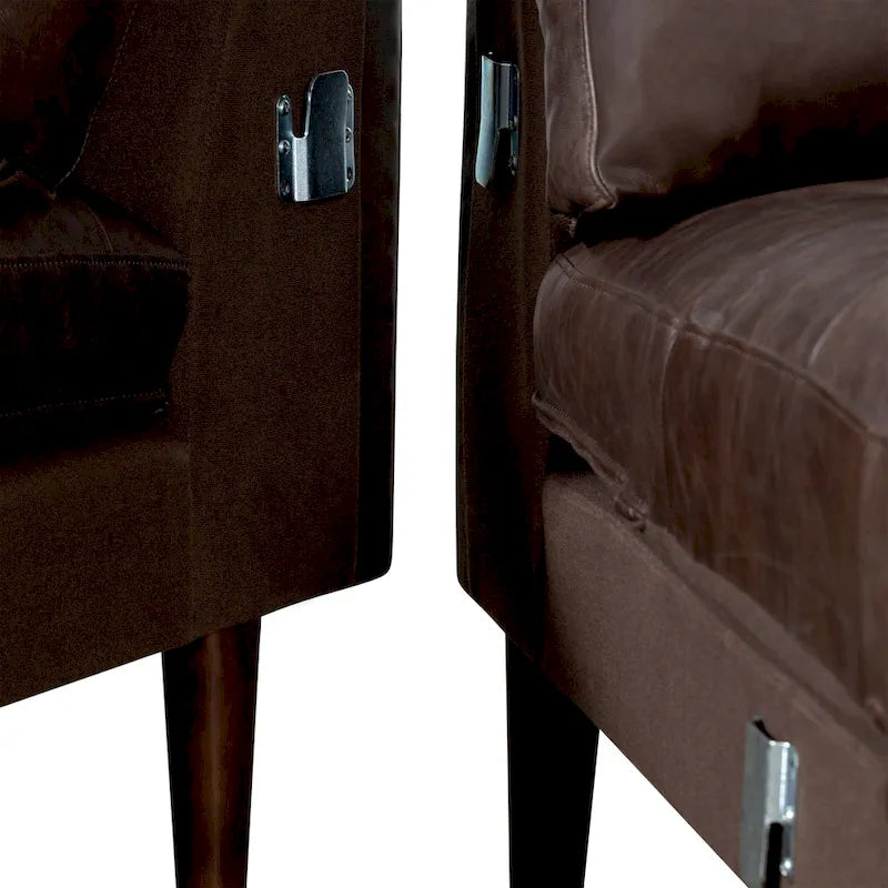 104.5" Left Sectional Sofa - Full Grain Genuine Italian Leather