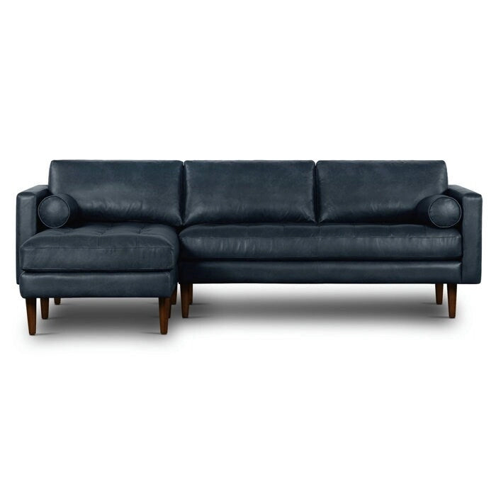 104.5" Left Sectional Sofa - Full Grain Genuine Italian Leather
