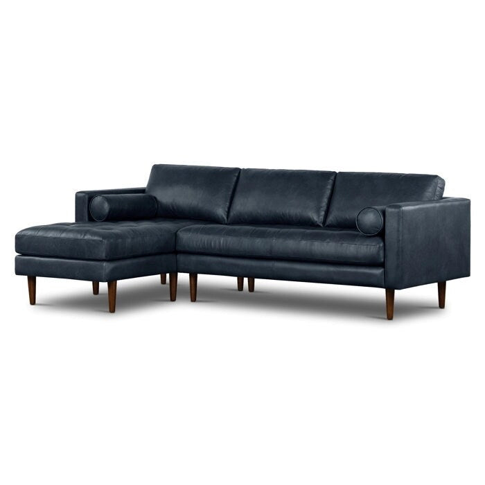 104.5" Left Sectional Sofa - Full Grain Genuine Italian Leather