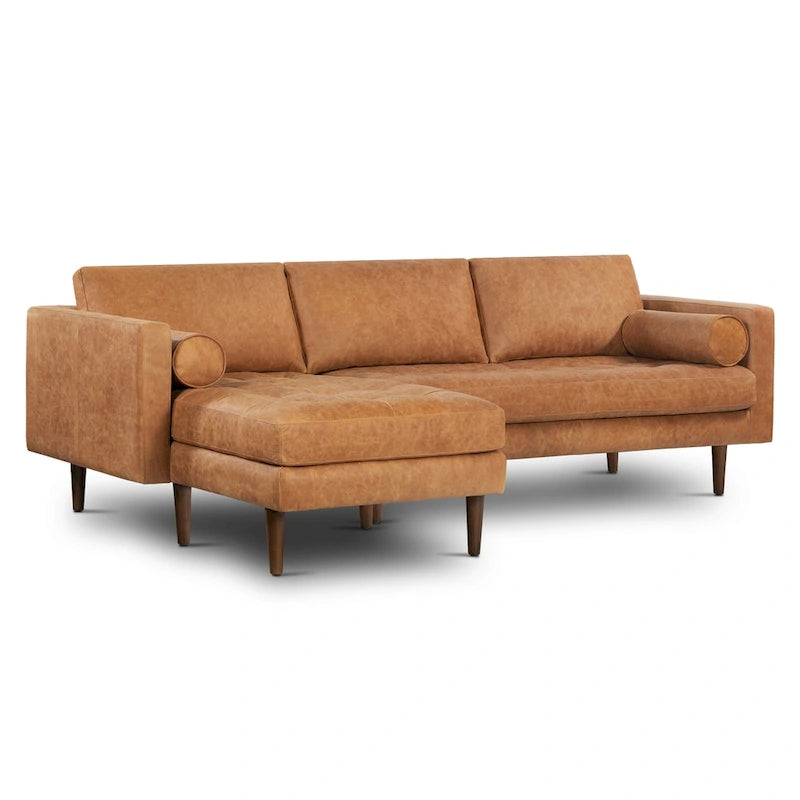 104.5" Left Sectional Sofa - Full Grain Genuine Italian Leather