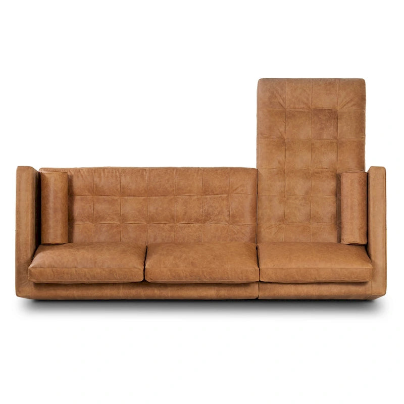 104.5" Left Sectional Sofa - Full Grain Genuine Italian Leather